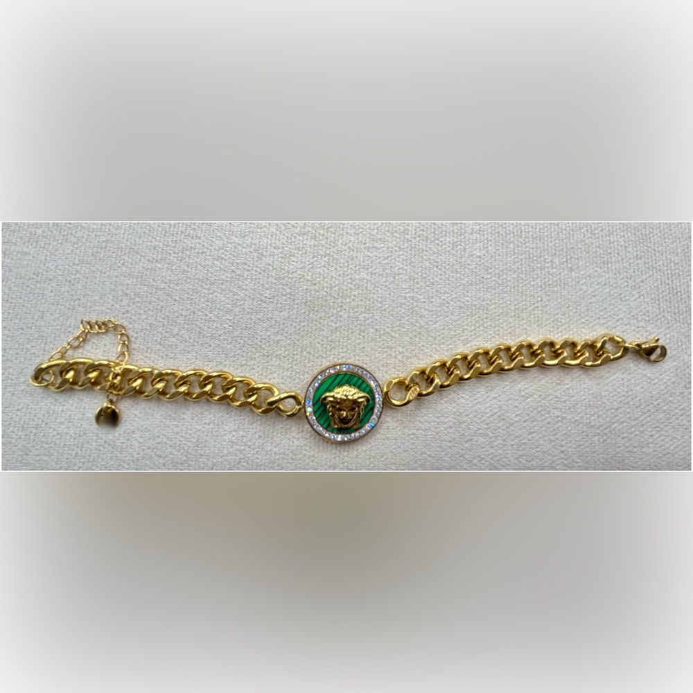 Medusa Chain Bracelet Green